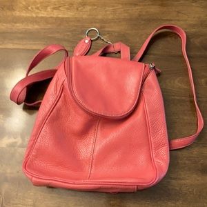 Pink leather Tig & Co. leather backpack purse